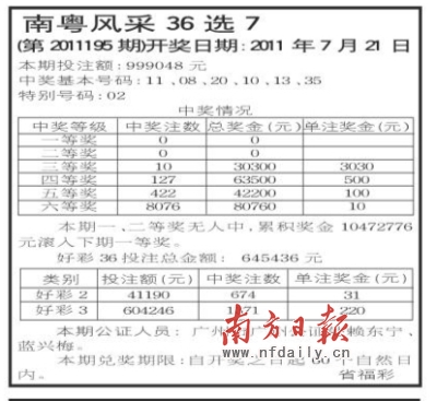 南粤风彩36选7规则详解